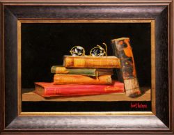 Five Books and Glasses by Bert Beirne
