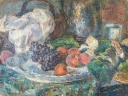 Still Life with Grapes and Peaches by Sarah Blakeslee (1912-2005)