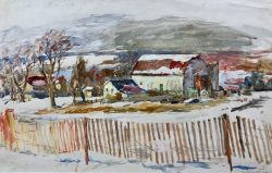 Snow Fence and Barn by Sarah Blakeslee