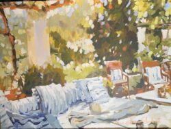 Blue Striped Outdoor Terrace