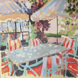 Coral Striped Chairs by Laura Lacambra Shubert