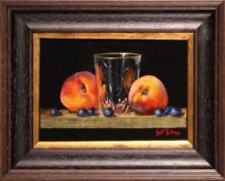 Glass with Peaches and Blueberries by Bert Beirne
