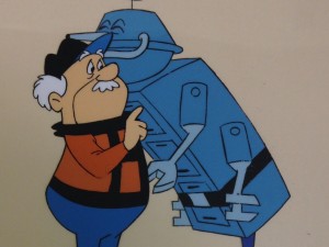 Henry and Mac the Robot Hugging by Hanna Barbera