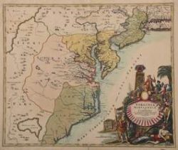 Virginia Marylandia et Carolina, Map by Johann Baptist Homann (1663-1724)