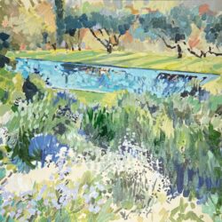 Pool Beyond the Flowers by Laura Lacambra Shubert