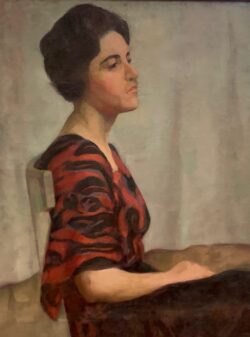 Portrait in Red and Black Silk Dress by Mabel Pugh