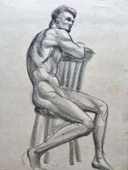 Seated Male Nude by Mabel Pugh