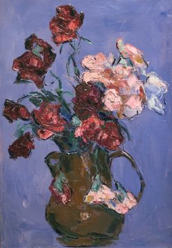 Roses et Oeillets sur Bleu Français by Wladimir de (Wlodzimierz)  Terlikowski