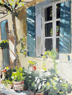 Blue French Shutters by Laura Lacambra Shubert